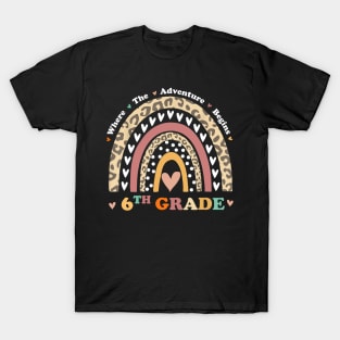 Back To School 6th Grade Where The Adventure Begins Rainbow T-Shirt